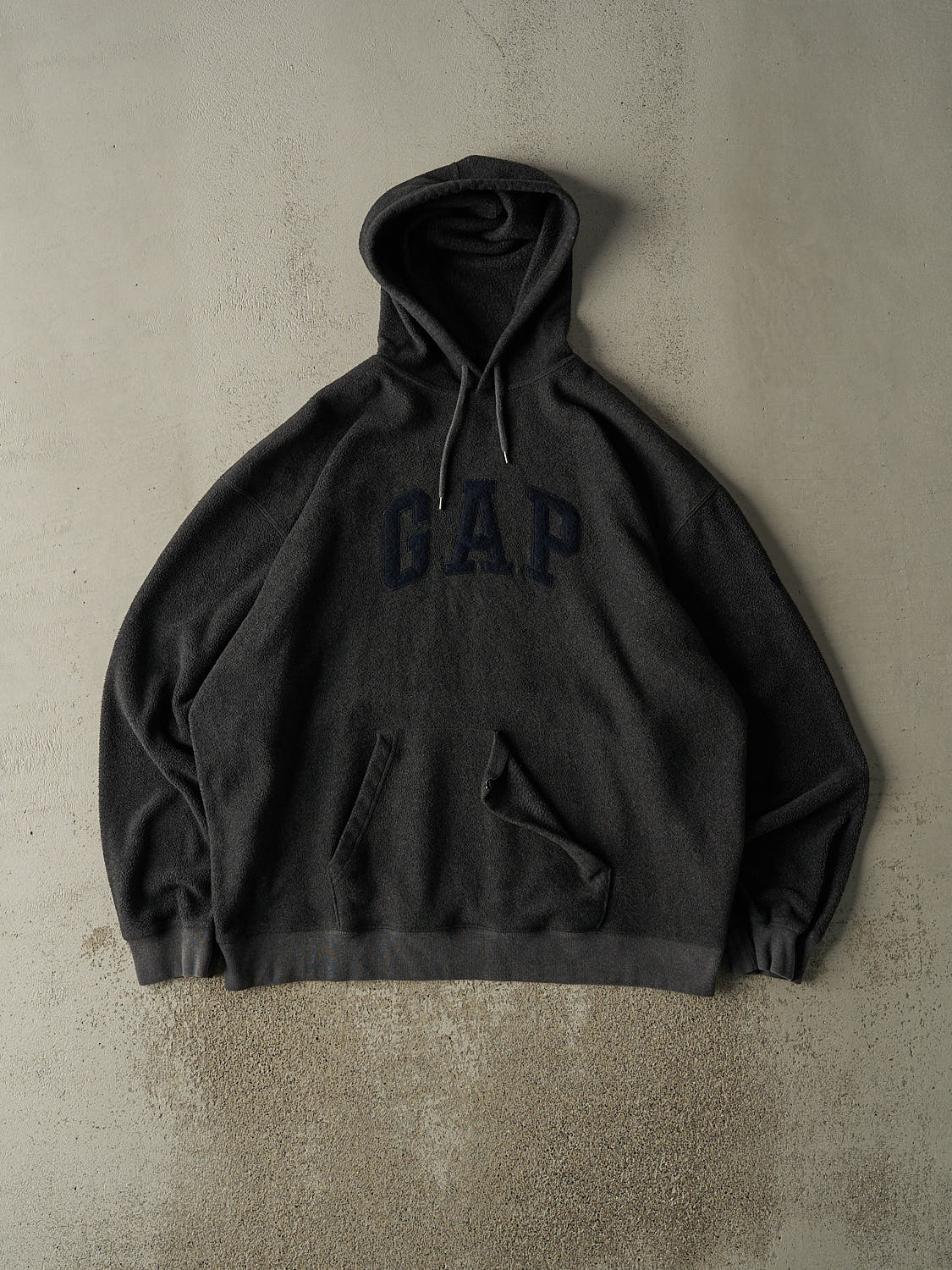Vintage 90s Charcoal Grey Gap Embroidered Fleece Hoodie (XXL)