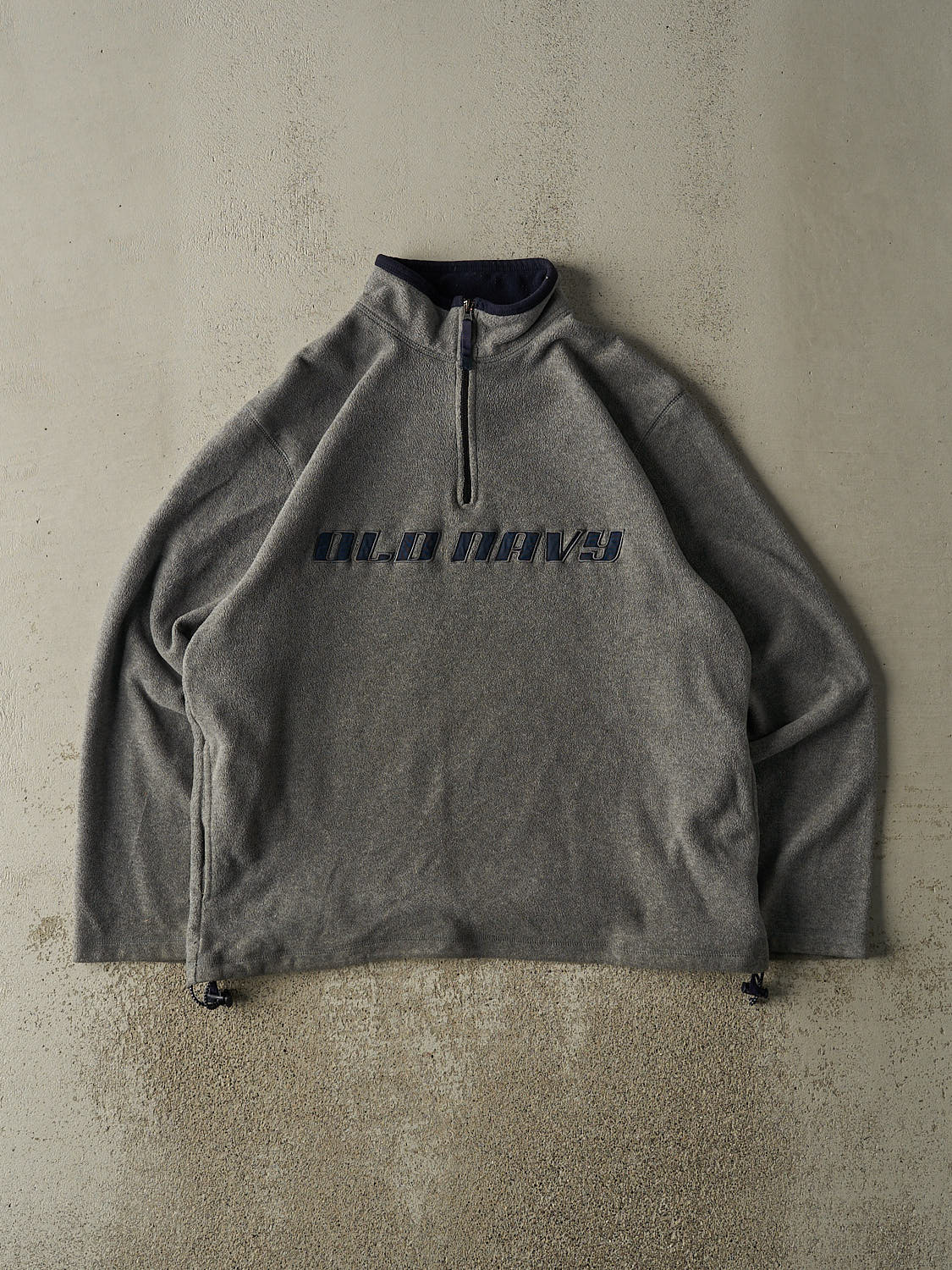 Vintage 90s Grey Old Navy Embroidered Quarter Zip Fleece (L/XL)