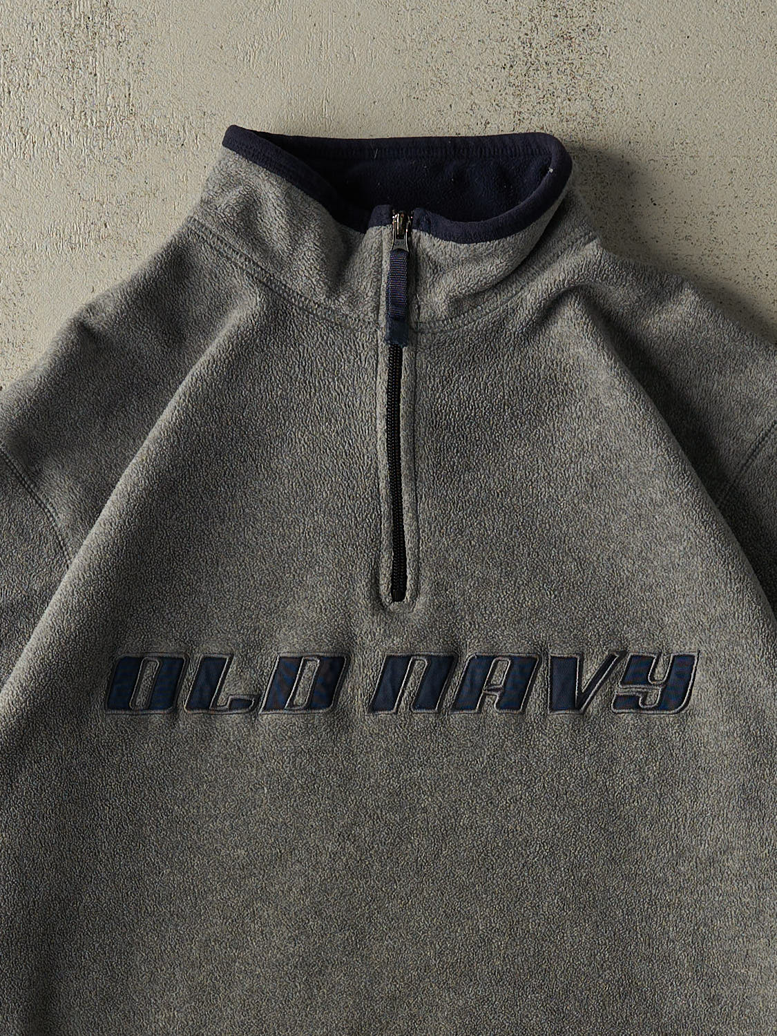 Vintage 90s Grey Old Navy Embroidered Quarter Zip Fleece (L/XL)