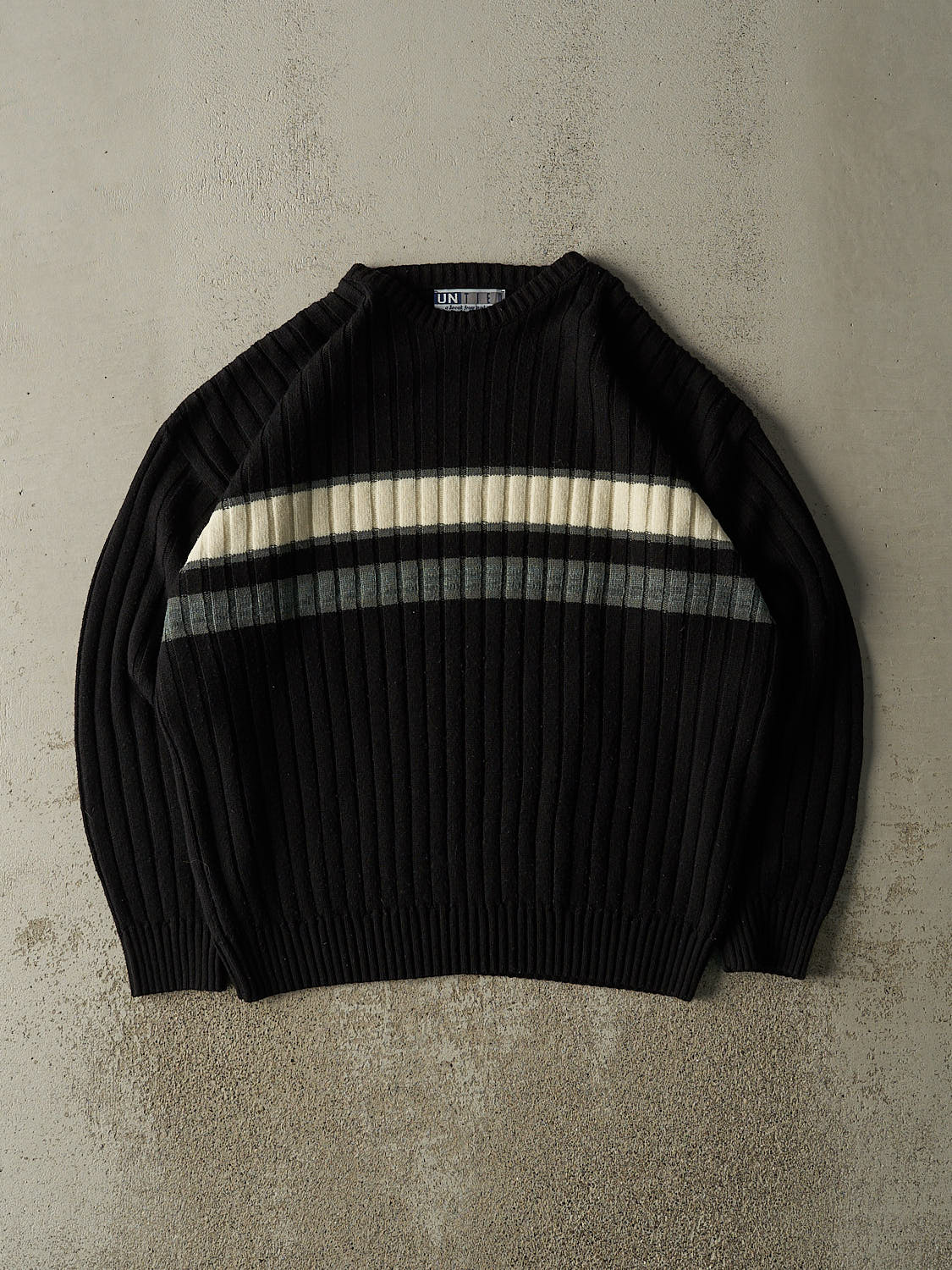 Vintage Y2K Black Striped Knit (L/XL)