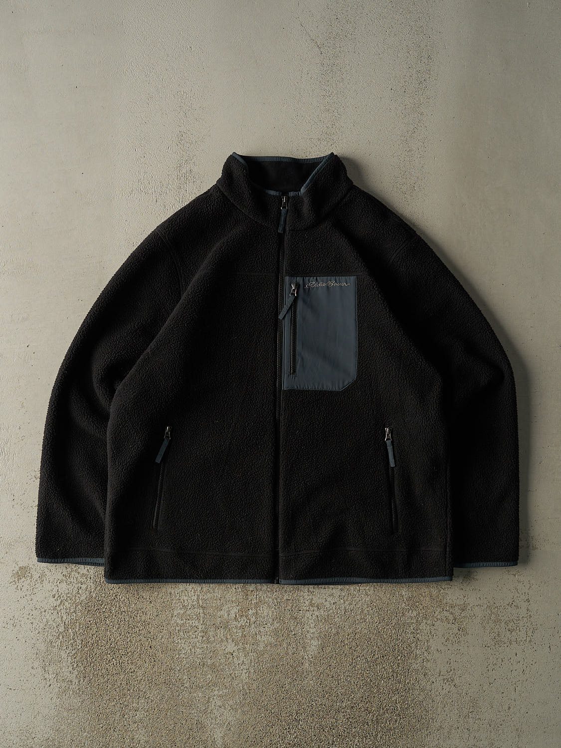 Vintage 90s Black Eddie Bauer Zip Up Fleece (XXL)