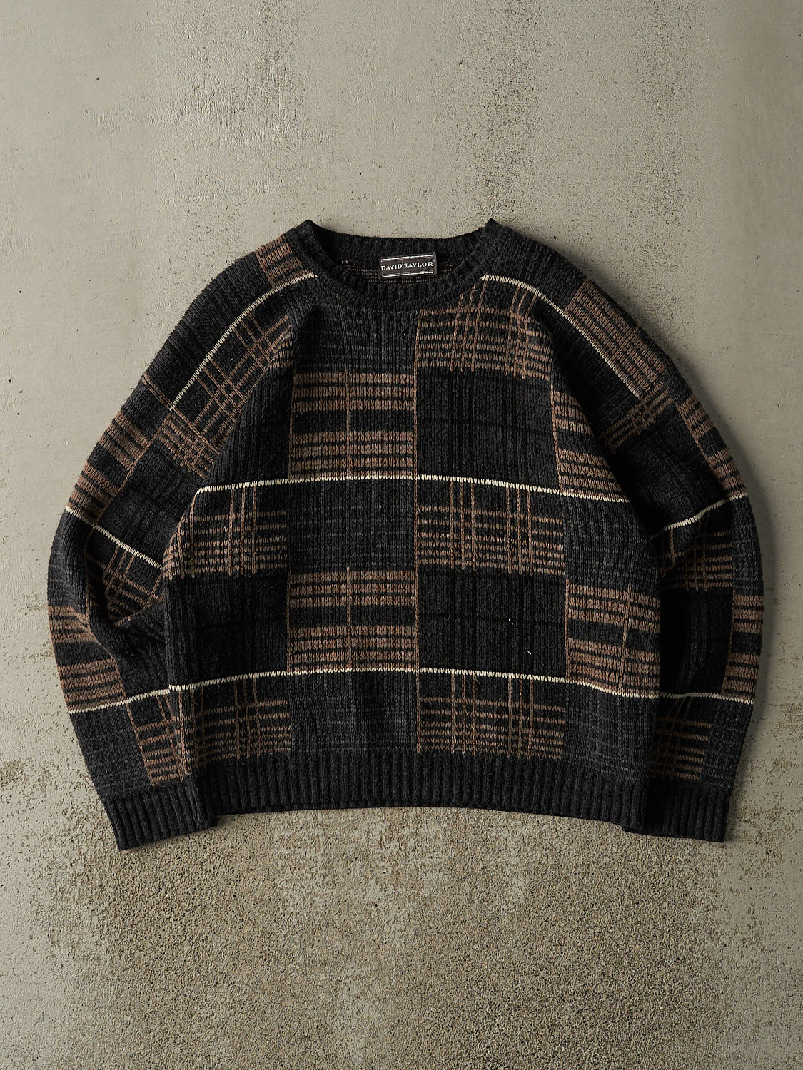 Vintage 90s Black & Brown Patterned Knit (M/L)