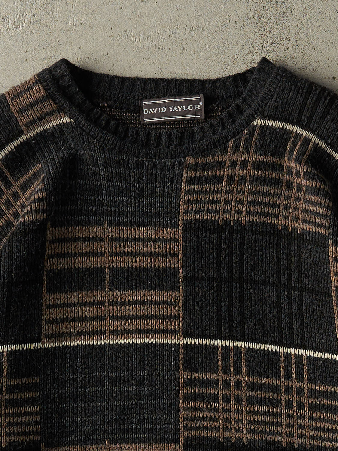 Vintage 90s Black & Brown Patterned Knit (M/L)