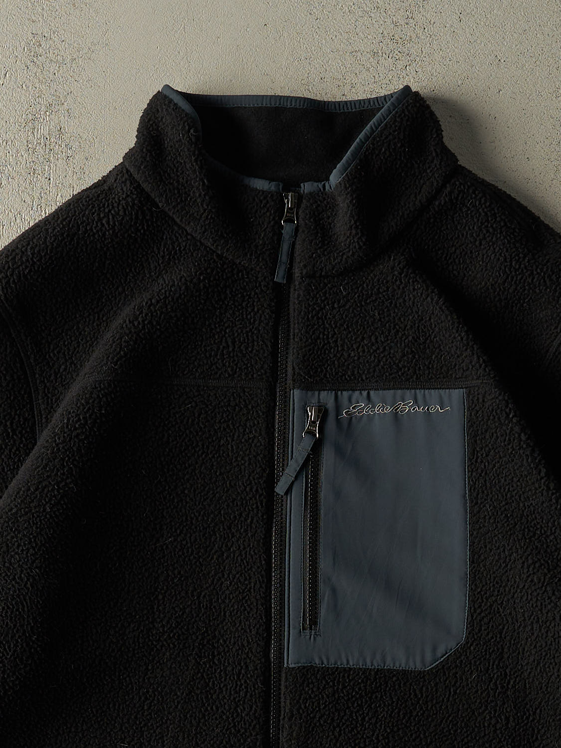 Vintage 90s Black Eddie Bauer Zip Up Fleece (XXL)