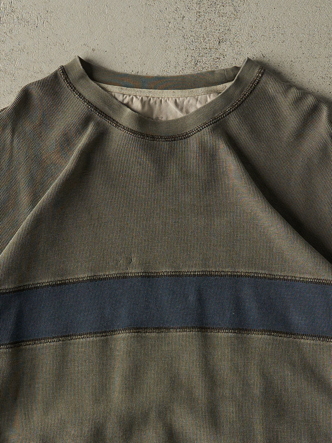 Vintage Y2K Green Striped Long Sleeve (XXL)