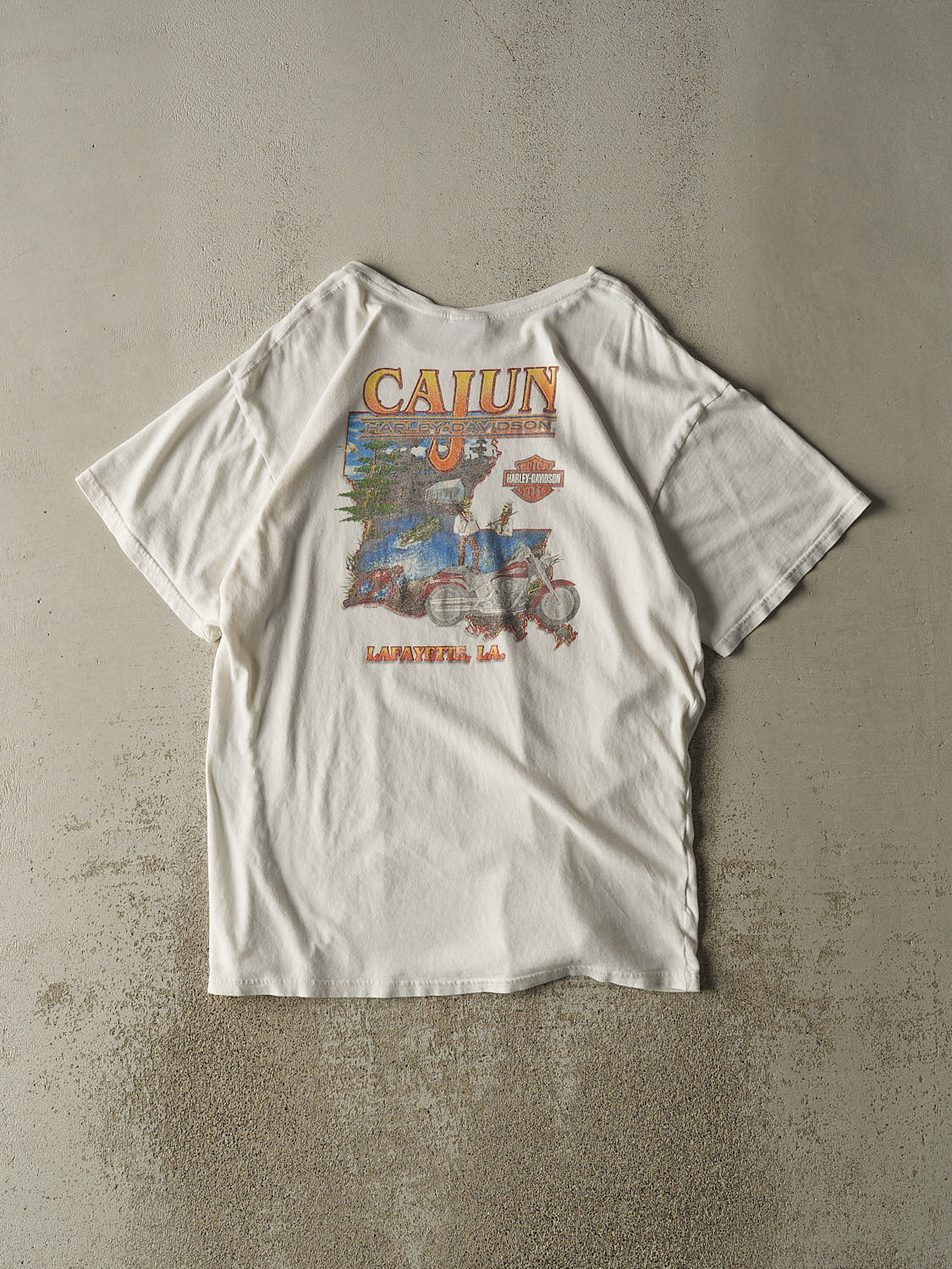 Vintage 09' White Harley Davidson Lafayette, LA Tee (XL/XXL)