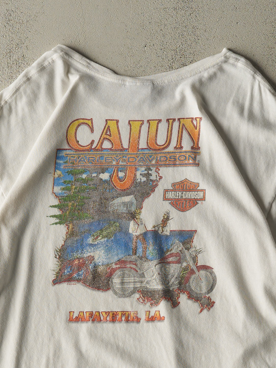 Vintage 09' White Harley Davidson Lafayette, LA Tee (XL/XXL)