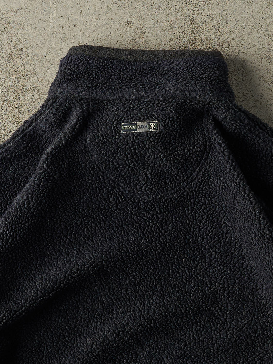 Vintage 90s Navy Blue Embroidered Sherpa Quarter Zip (XXL)