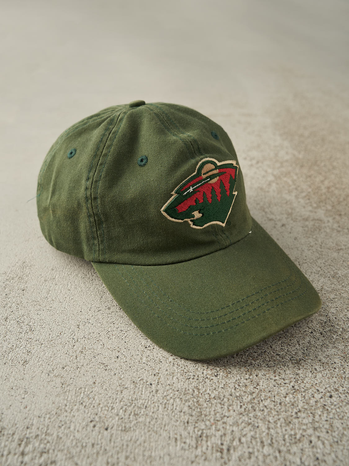 Vintage Y2K Sun Faded Green Minnesota Wild Strapback (O/S)