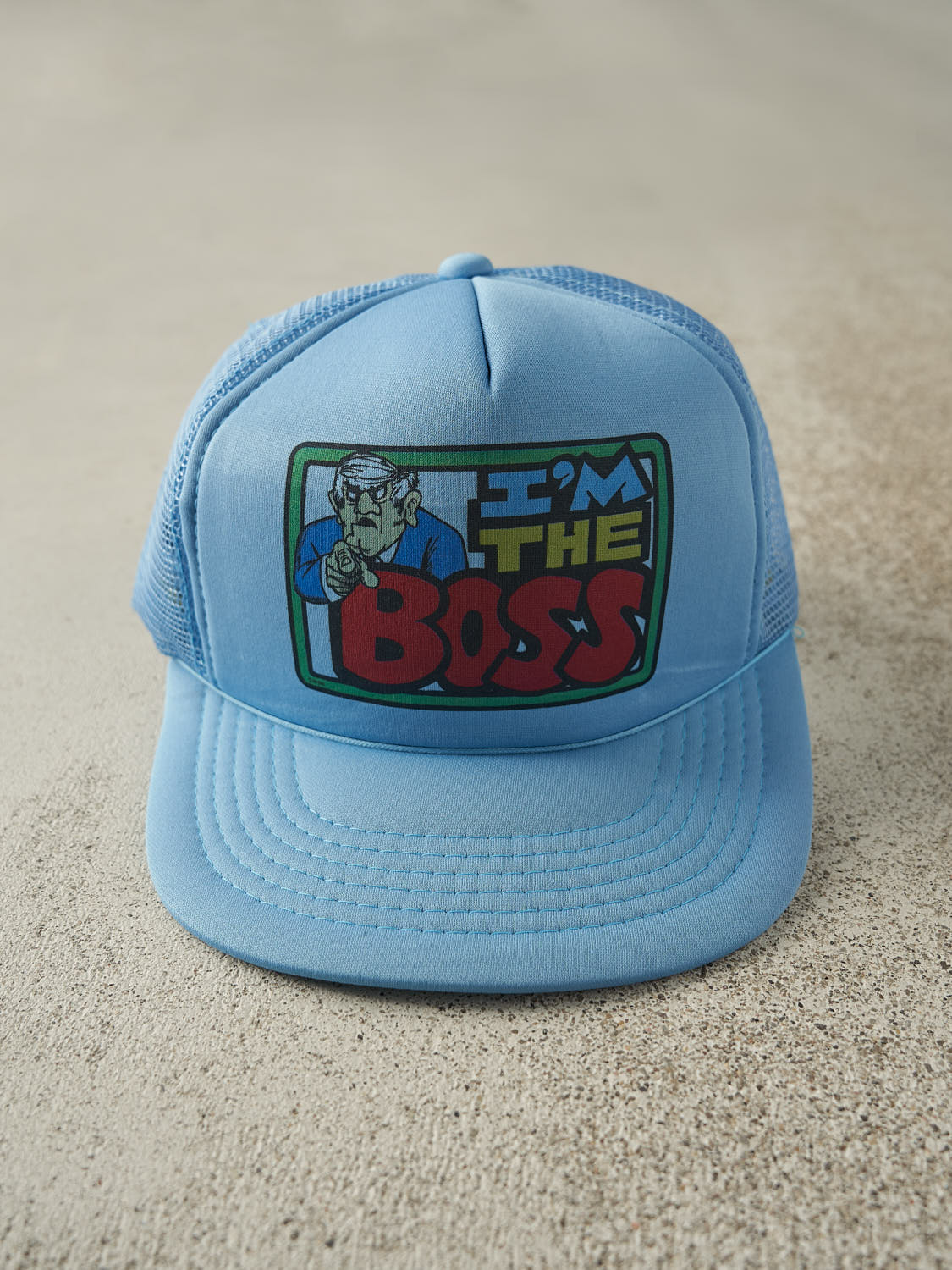Vintage 90s Baby Blue "I'm The Boss" Foam Trucker Hat (O/S)