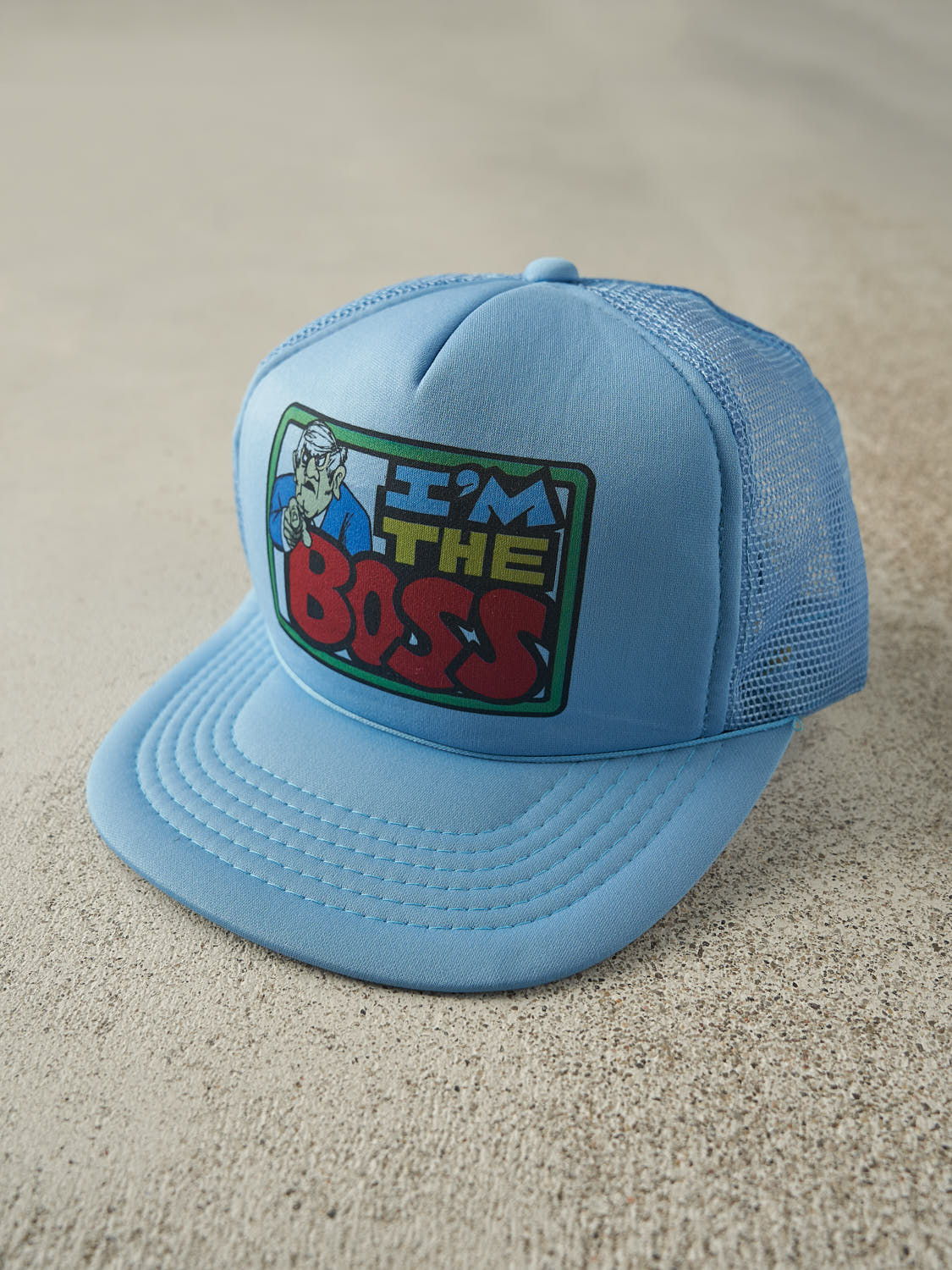 Vintage 90s Baby Blue "I'm The Boss" Foam Trucker Hat (O/S)