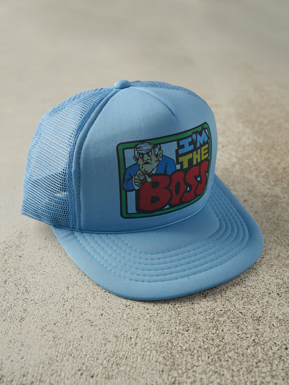 Vintage 90s Baby Blue "I'm The Boss" Foam Trucker Hat (O/S)