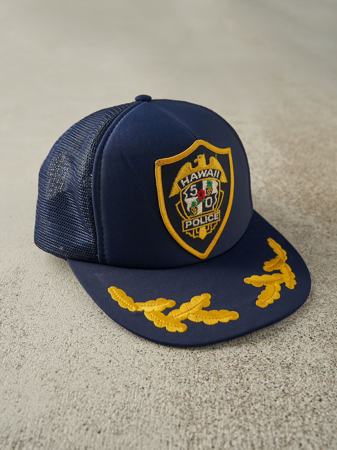 Vintage 90s Navy Blue Hawaii Police Foam Trucker Hat (O/S)