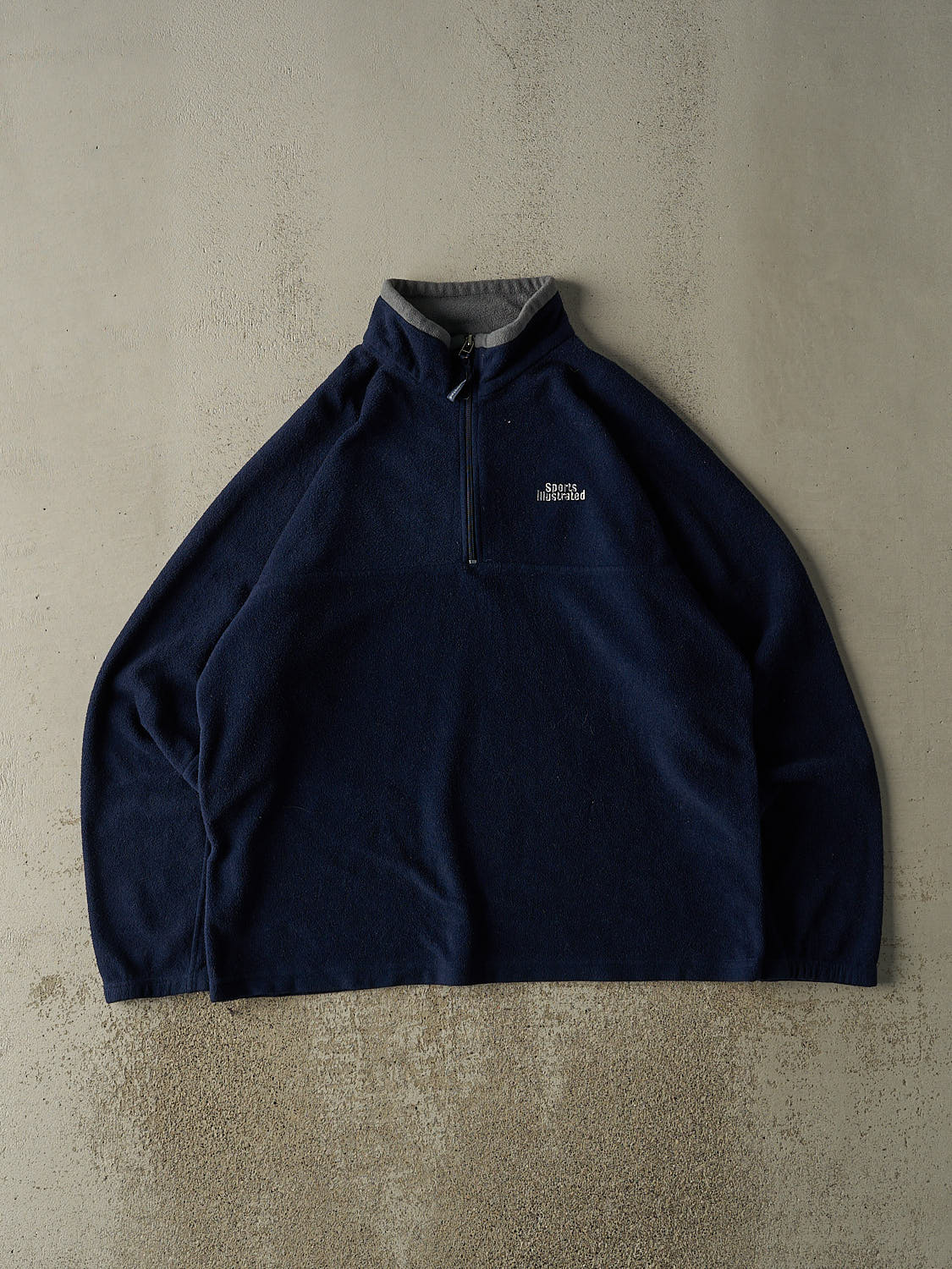 Vintage 90s Navy Blue Sports Illustrated Embroidered Quarter Zip Fleece (XL/XXL)