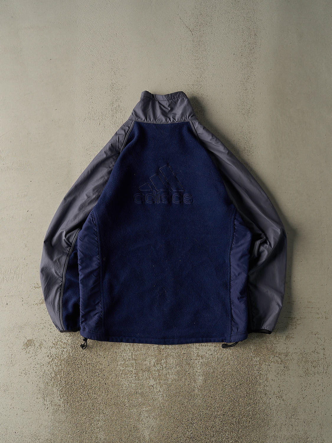 Vintage Y2K Navy Blue & Grey Adidas Zip Up Fleece Jacket (M/L)