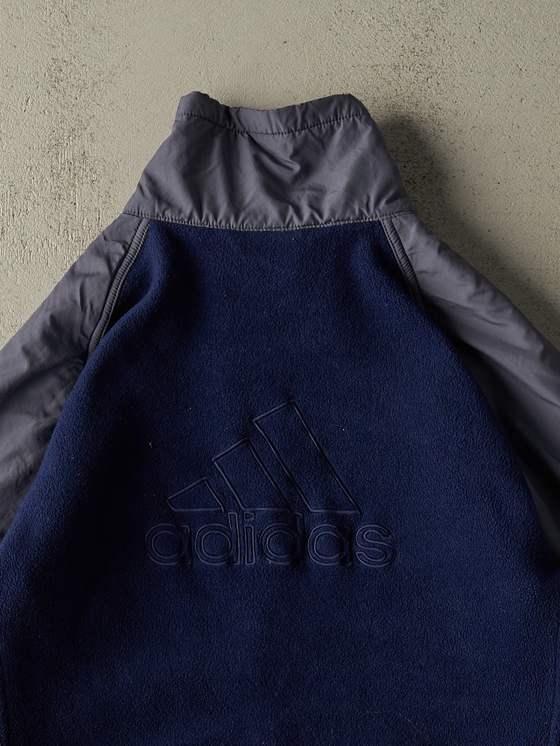 Vintage Y2K Navy Blue & Grey Adidas Zip Up Fleece Jacket (M/L)