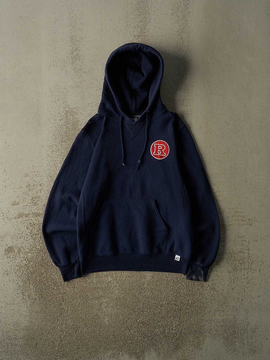 Vintage Y2K Navy Blue Russell Athletic Embroidered Hoodie (S/M)