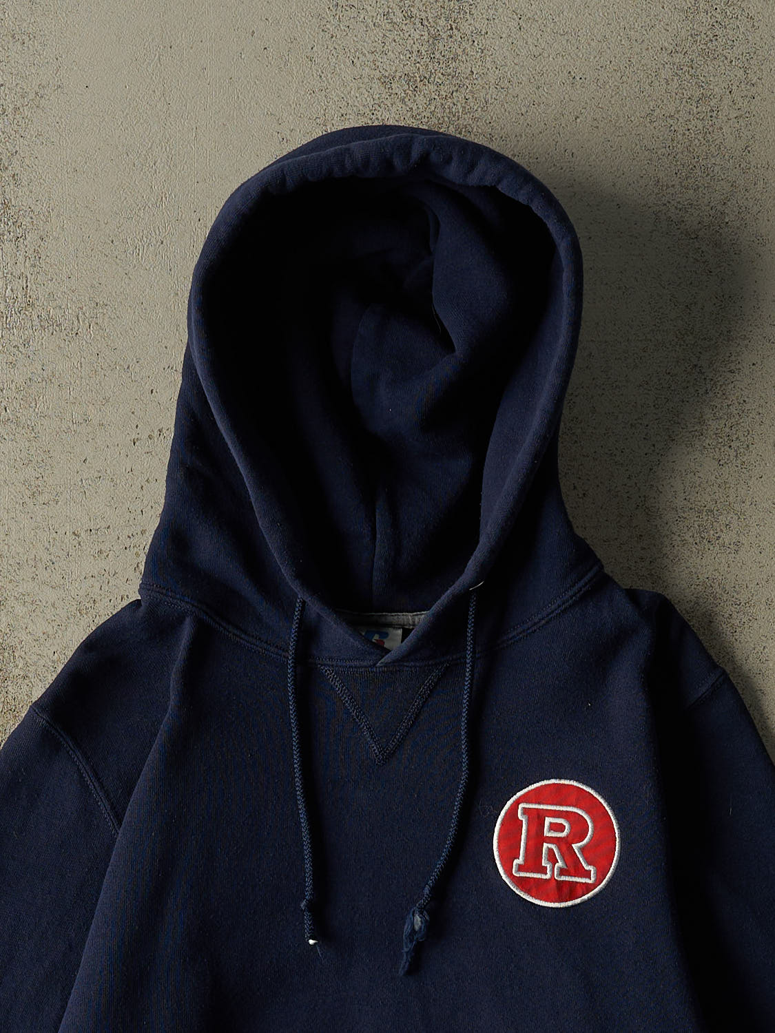 Vintage Y2K Navy Blue Russell Athletic Embroidered Hoodie (S/M)