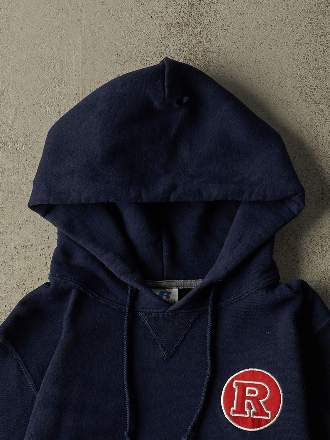 Vintage Y2K Navy Blue Russell Athletic Embroidered Hoodie (S/M)