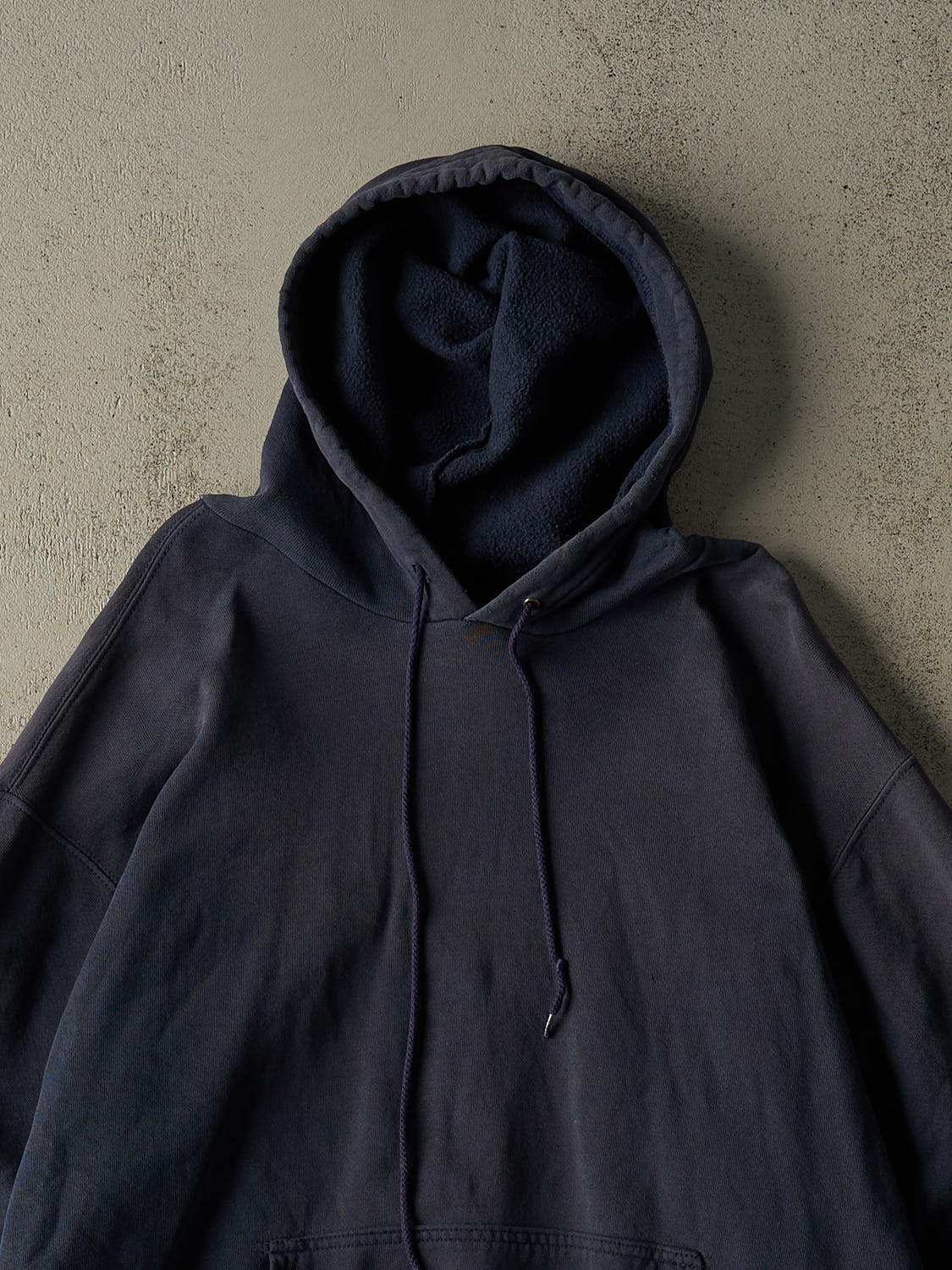 Vintage Y2K Navy Blue Blank Hoodie (XXL)