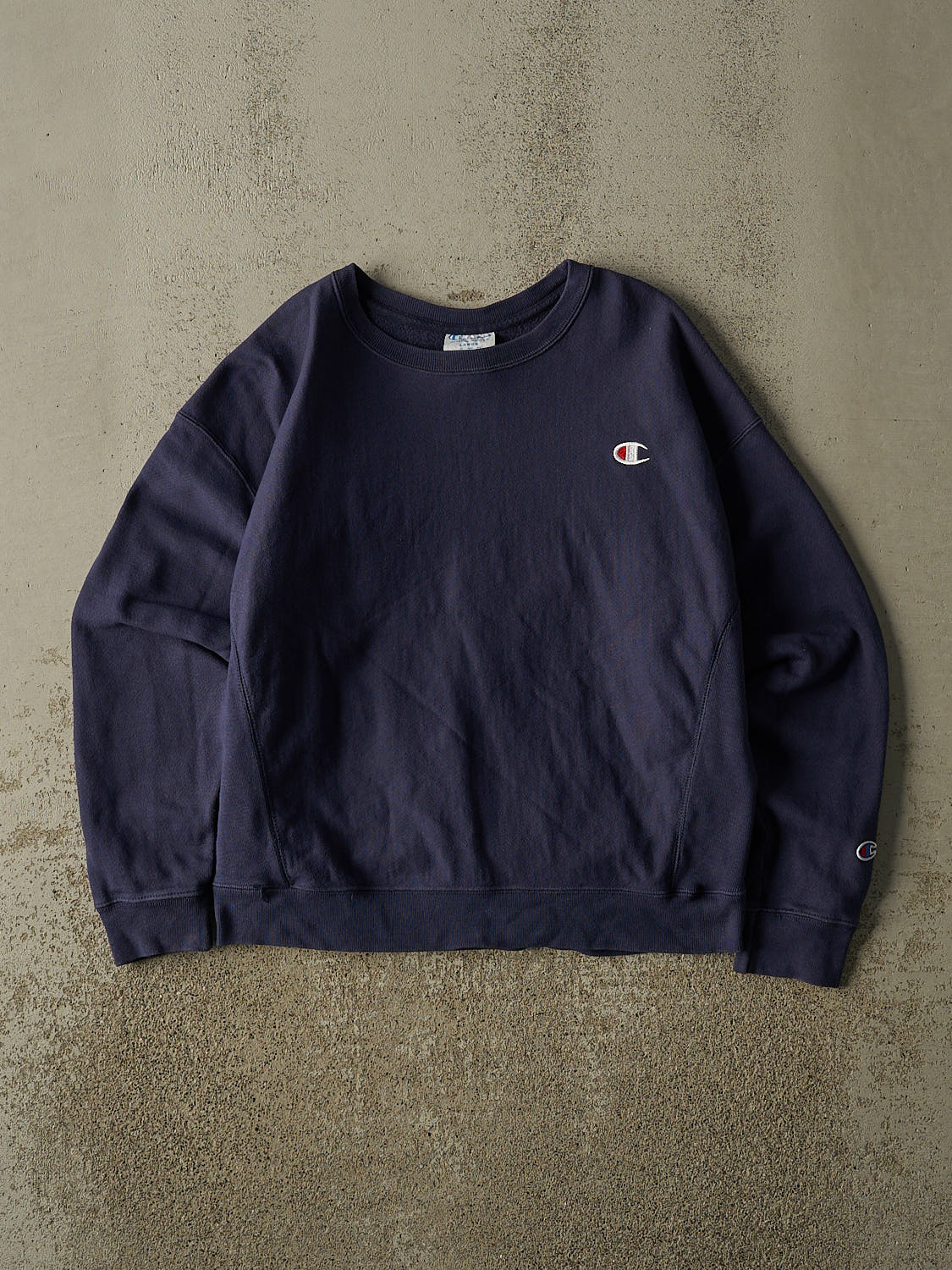Vintage Y2K Navy Blue Champion Reverse Weave Embroidered Crewneck (S)