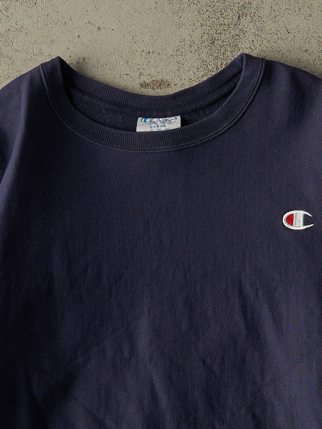 Vintage Y2K Navy Blue Champion Reverse Weave Embroidered Crewneck (S)