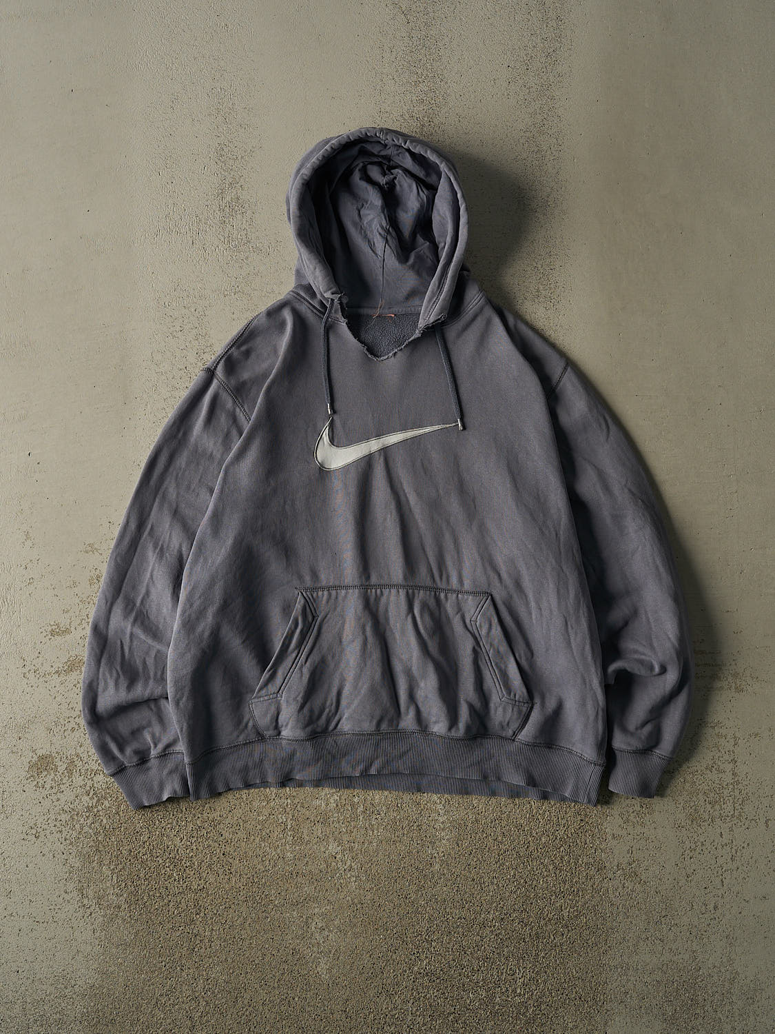 Vintage 90s Washed Blue Nike Swoosh Hoodie (XL)