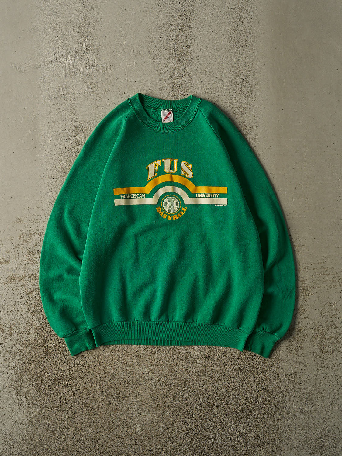Vintage 80s Green Franciscan University Baseball Crewneck (M)