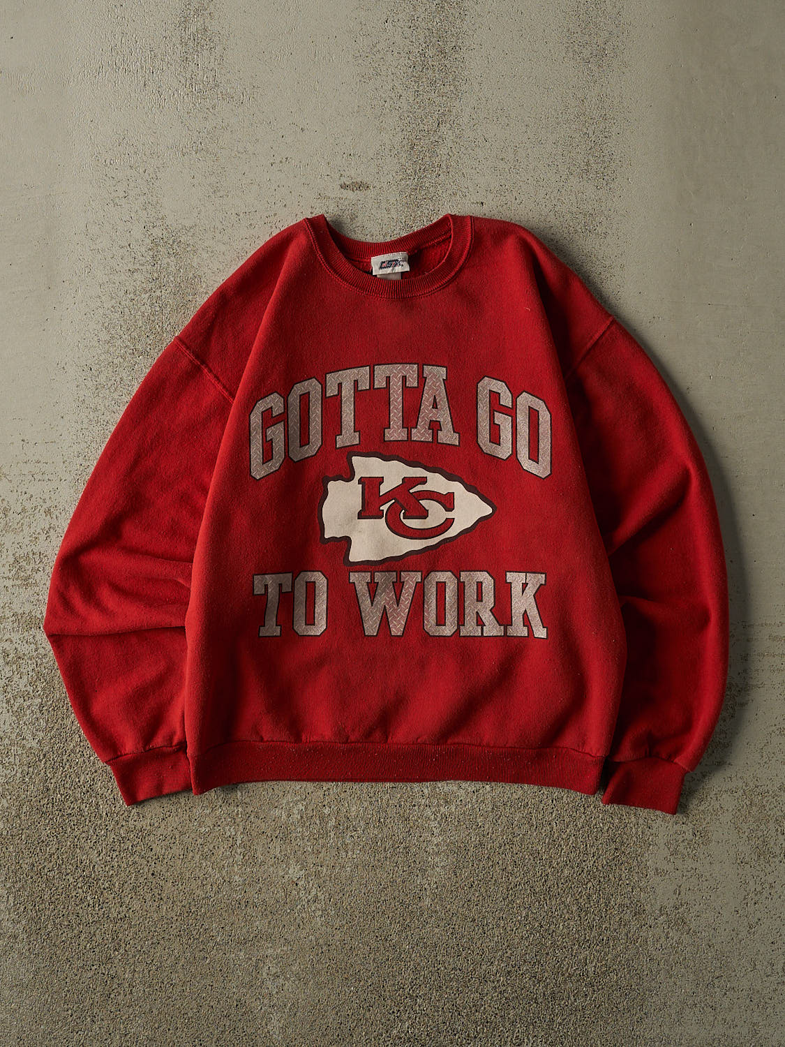 Vintage Y2K Red Kansas City Chiefs "Gotta Go To Work" Crewneck (XS)