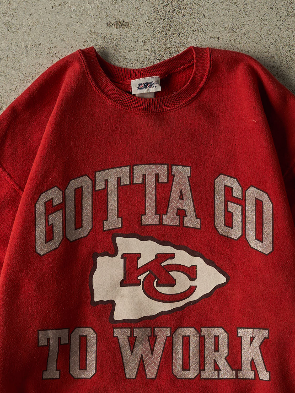 Vintage Y2K Red Kansas City Chiefs "Gotta Go To Work" Crewneck (XS)