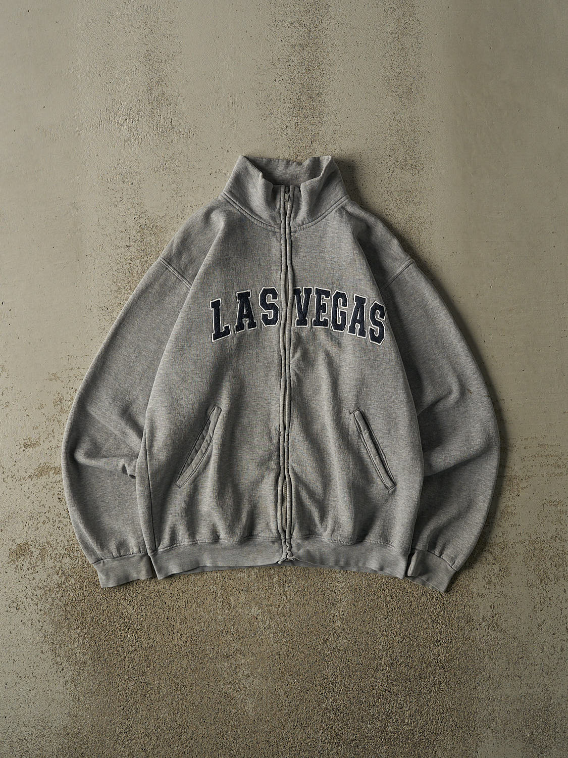Vintage Y2K Grey Las Vegas Zip Up Sweater (S)