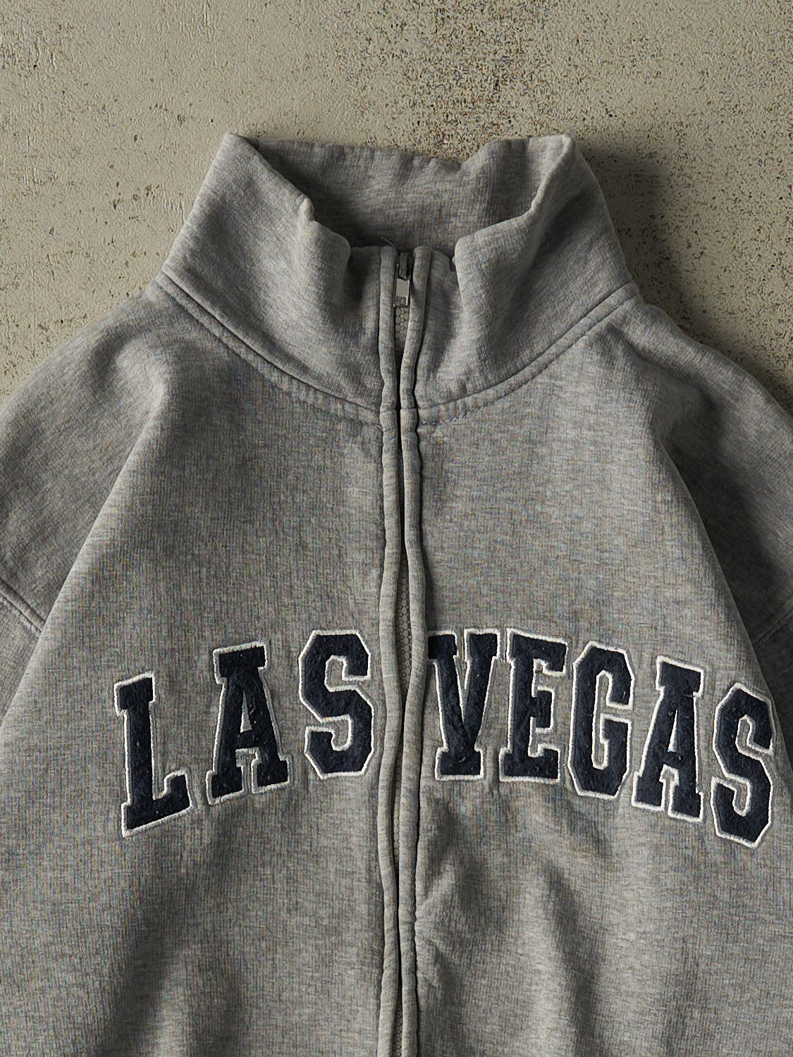 Vintage Y2K Grey Las Vegas Zip Up Sweater (S)