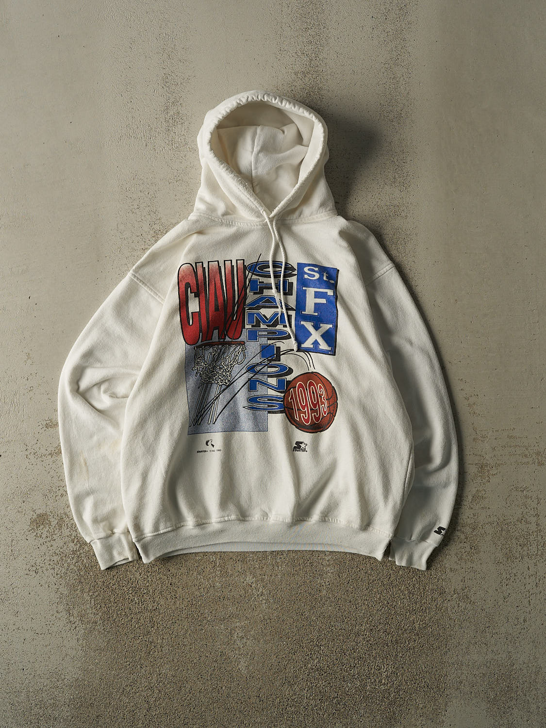 Vintage 93' White St FX CIAU Champions Basketball Hoodie (L)