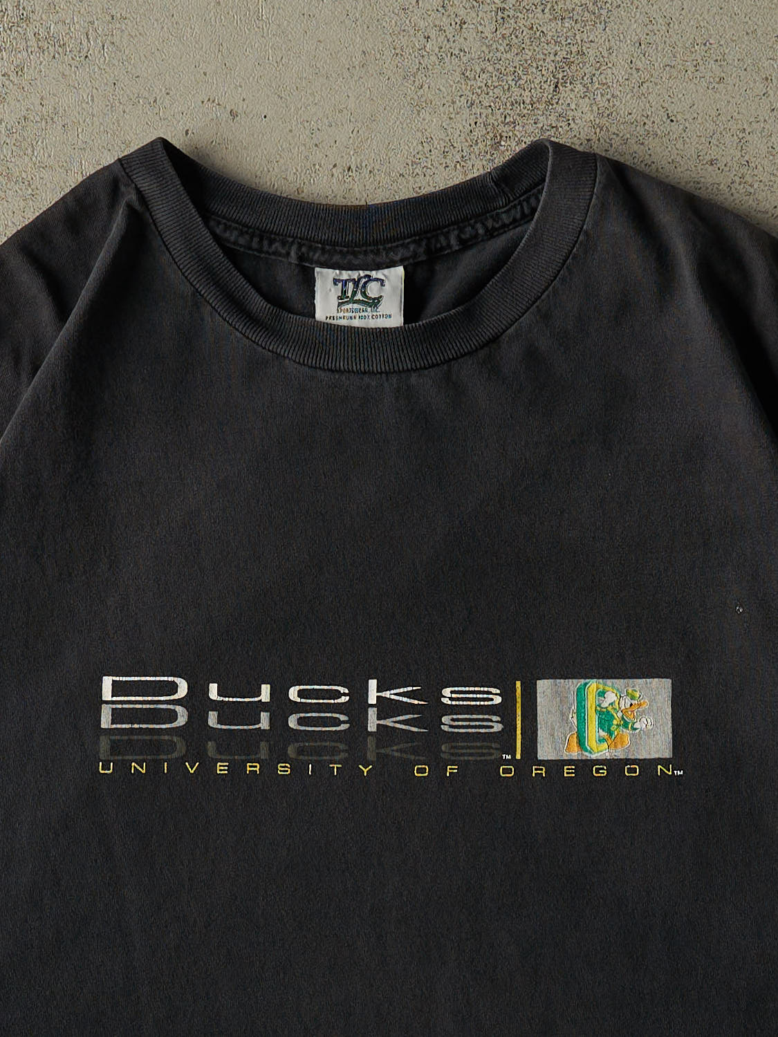 Vintage 90s Faded Black University of Oregon Ducks Tee (L/XL)