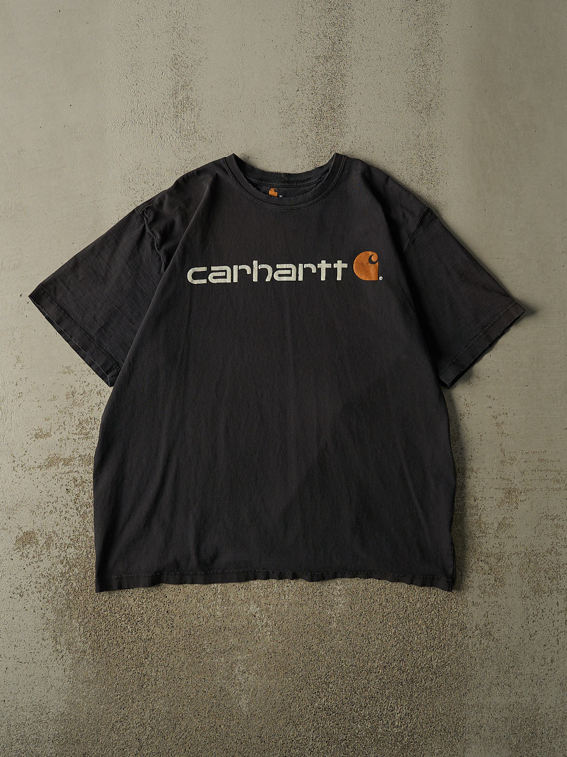 Vintage Y2K Faded Black Carhartt Logo Tee (XL/XXL)
