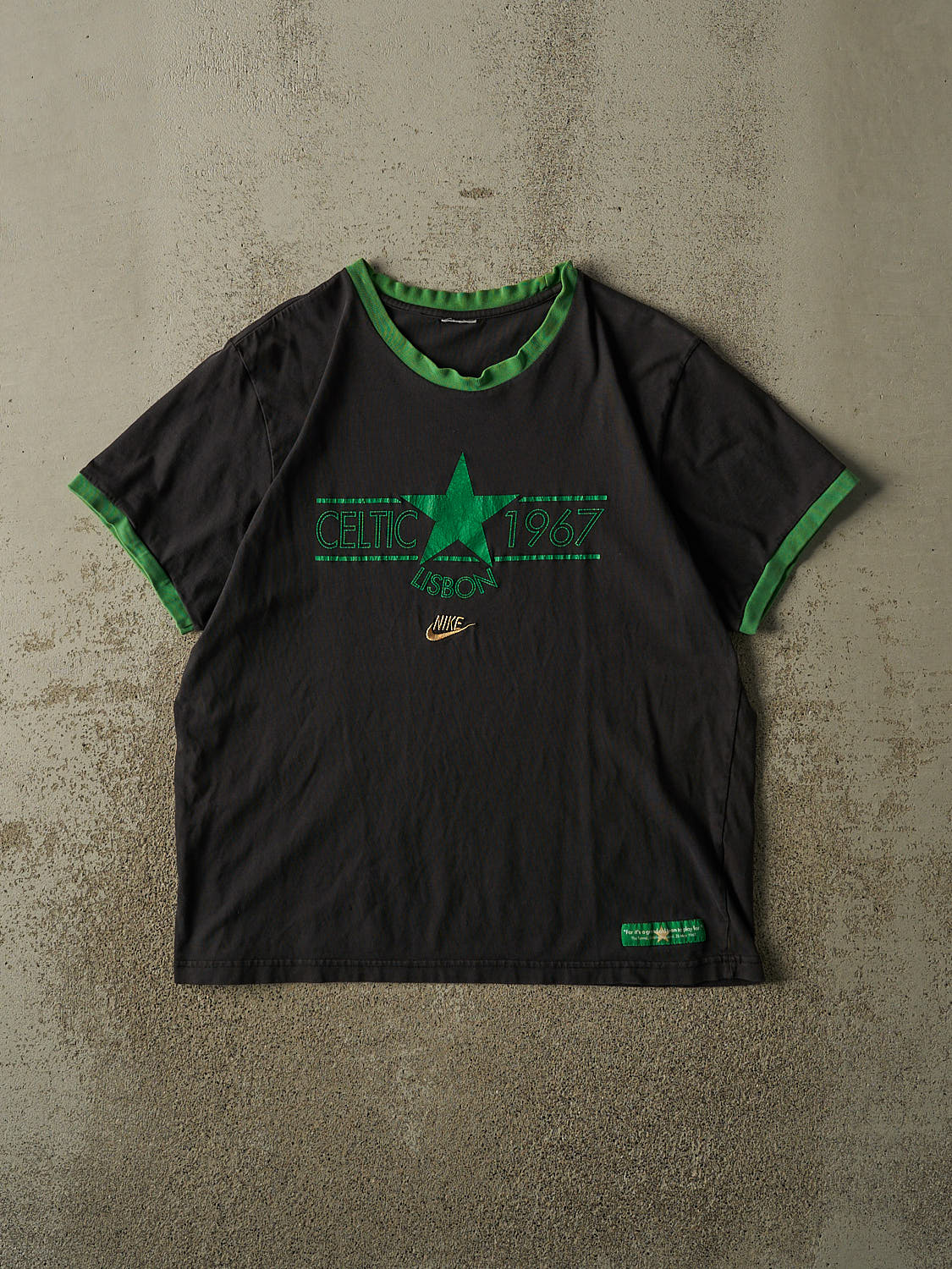 Vintage 90s Black Nike Celtic 67' Euro Cup Ringer Tee (L)