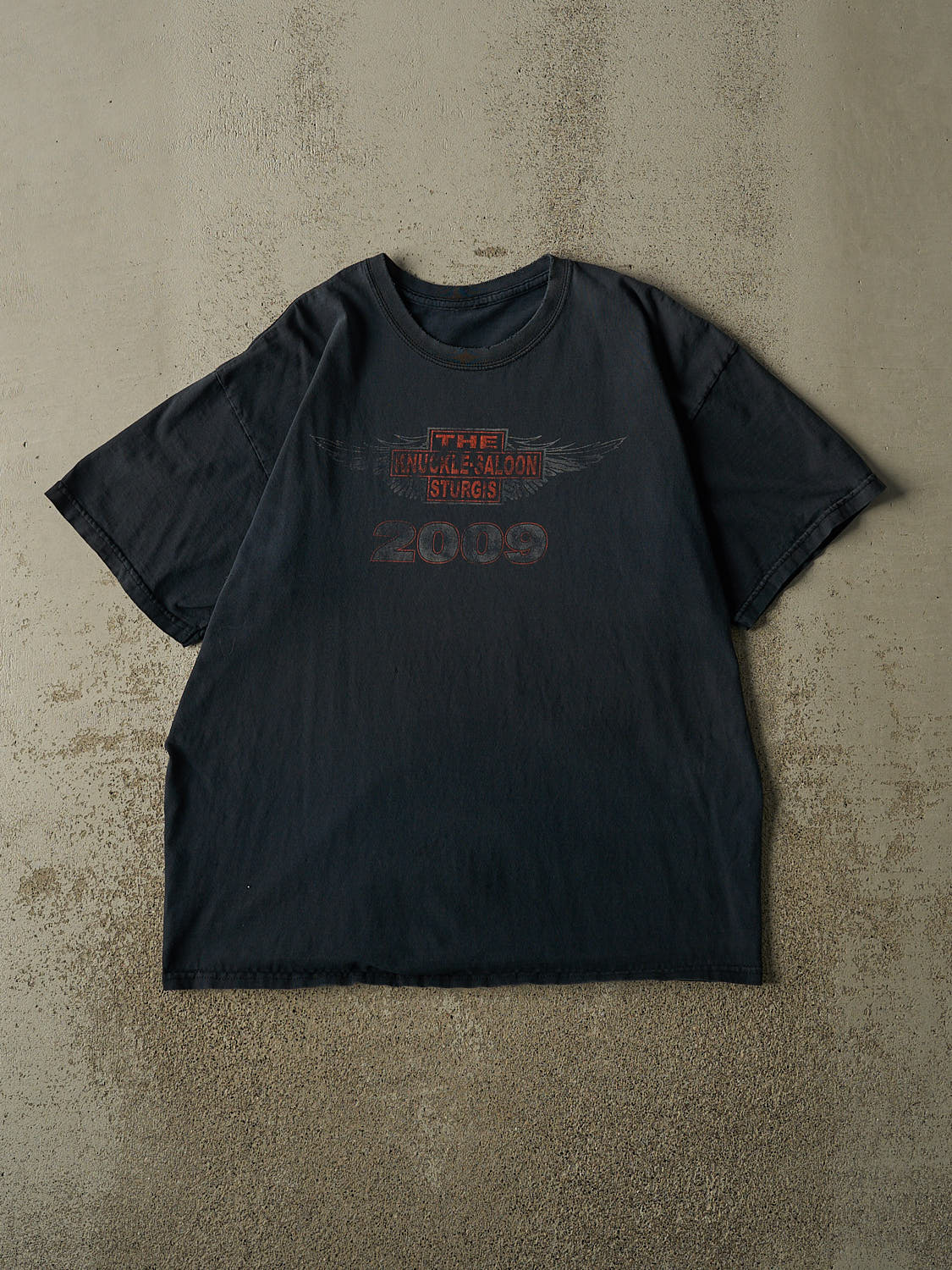 Vintage 09' Navy Blue Sturgis Knuckle Saloon Biker Tee (L/XL)