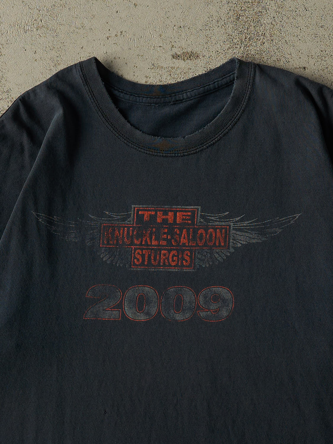 Vintage 09' Navy Blue Sturgis Knuckle Saloon Biker Tee (L/XL)