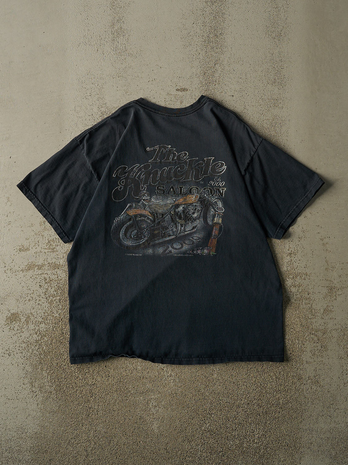 Vintage 09' Navy Blue Sturgis Knuckle Saloon Biker Tee (L/XL)