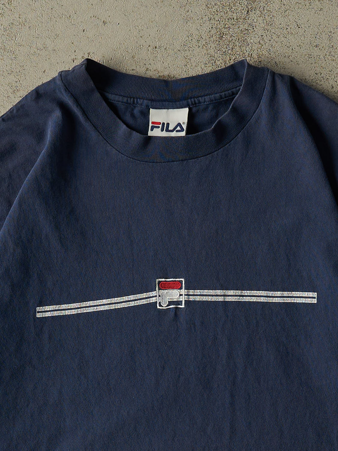 Vintage 90s Navy Blue Fila Embroidered Tee (XL)