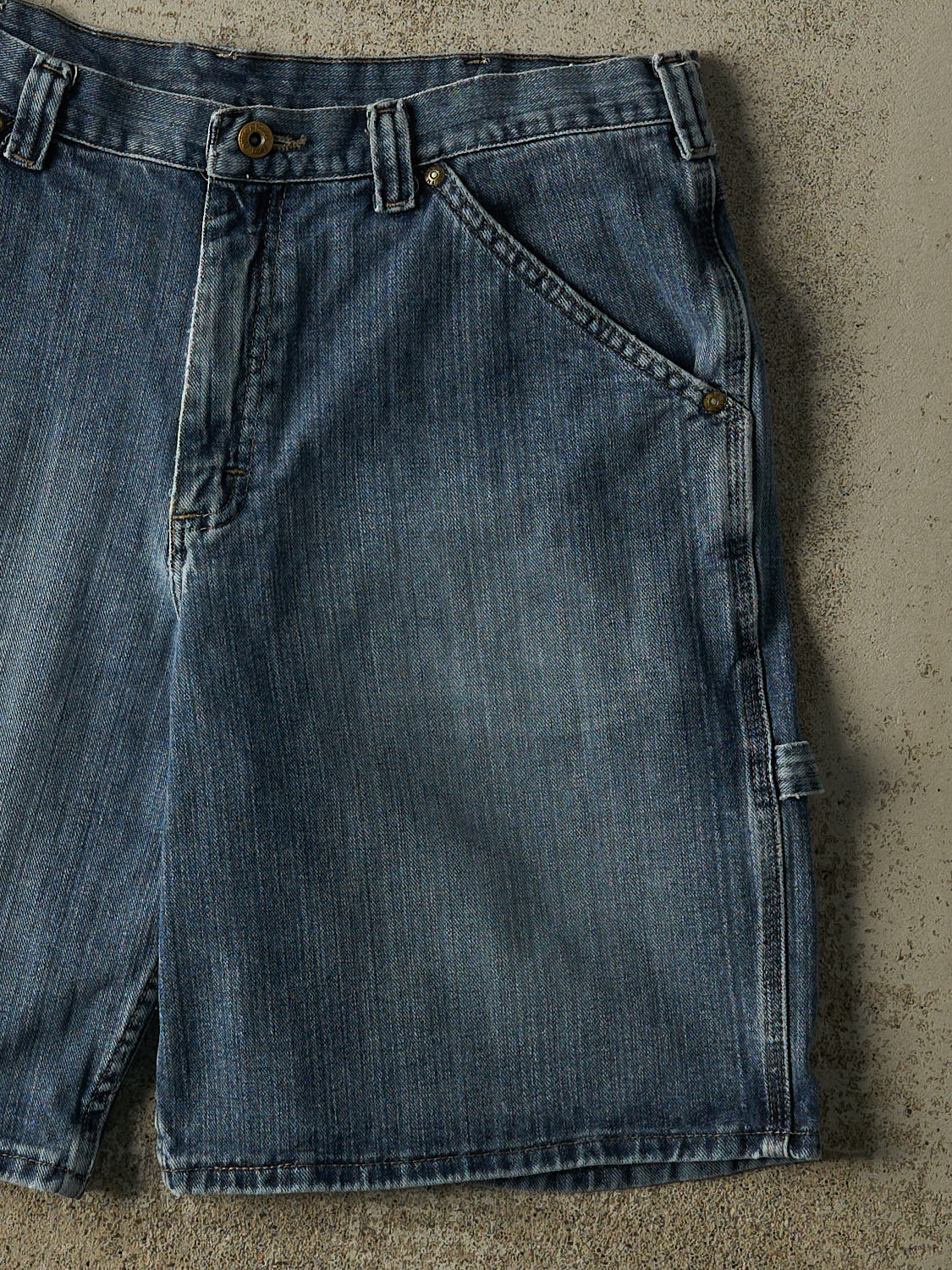 Vintage 90s Dark Wash Lee Dungaree Carpenter Jorts (35x10)
