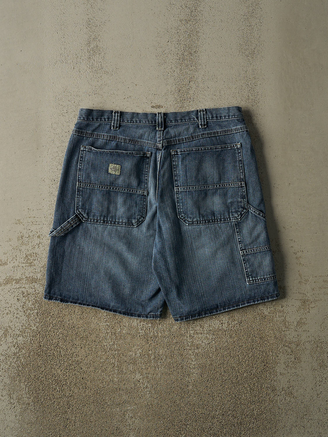Vintage 90s Dark Wash Lee Dungaree Carpenter Jorts (35x10)