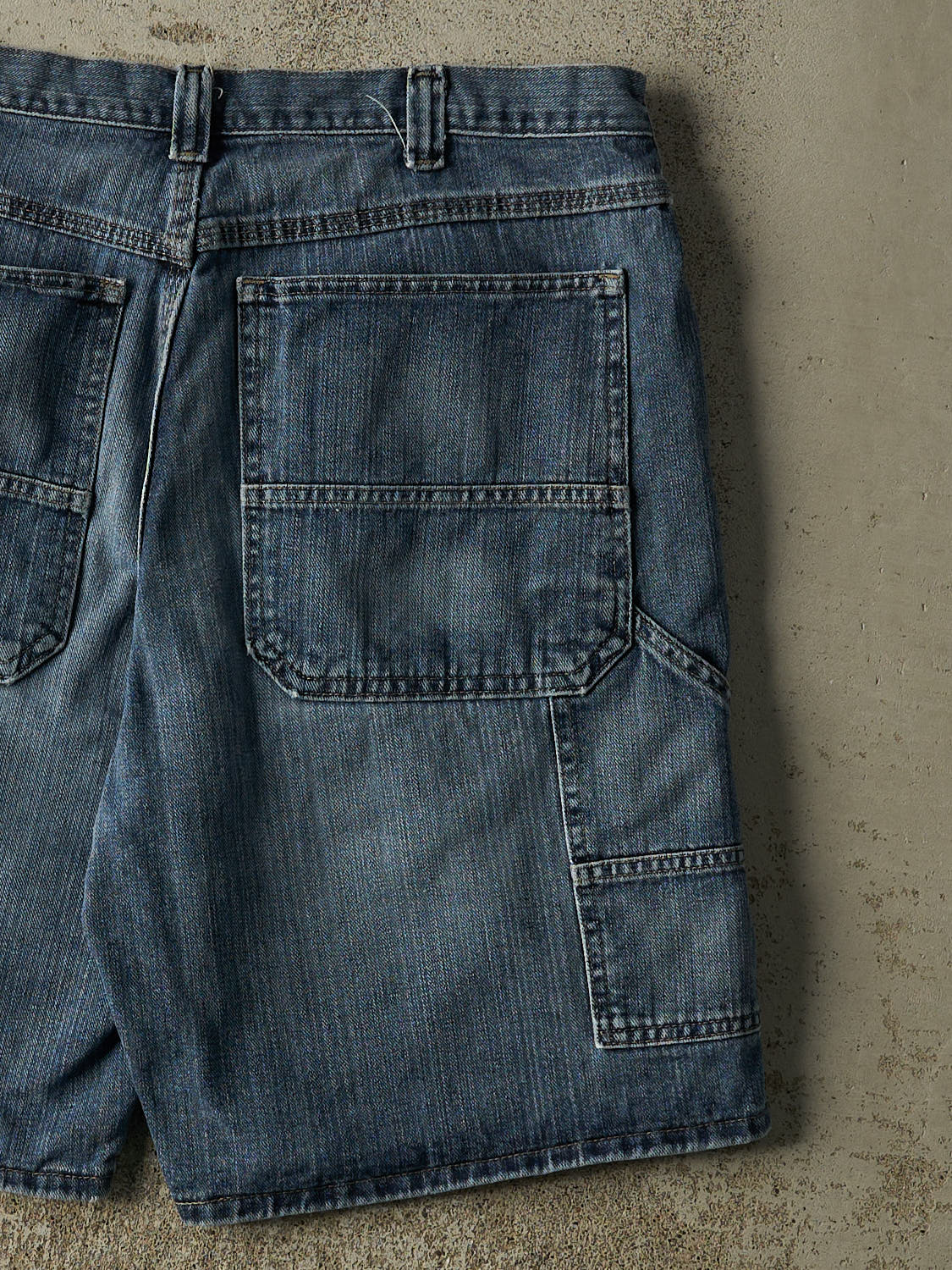 Vintage 90s Dark Wash Lee Dungaree Carpenter Jorts (35x10)