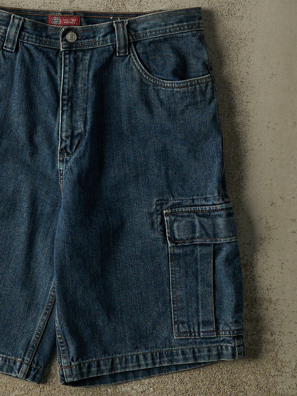 Vintage 90s Dark Wash Faded Glory Cargo Jorts (34x11)