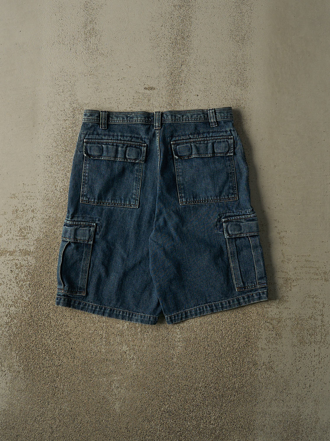 Vintage 90s Dark Wash Faded Glory Cargo Jorts (34x11)