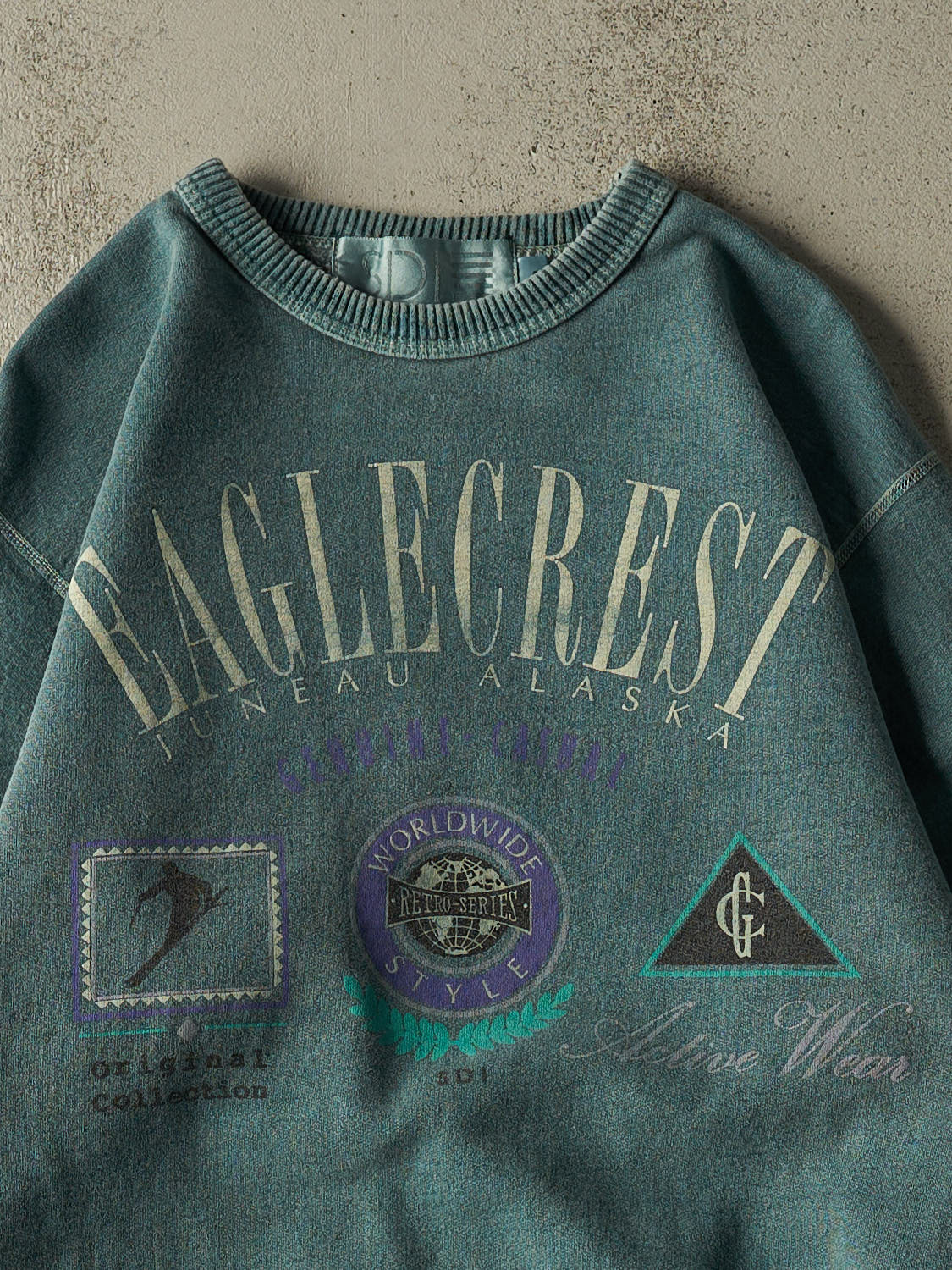 Vintage 90s Teal Eaglecrest Ski Alaska Crewneck (XL)