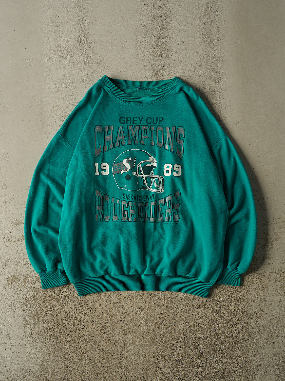 Vintage 89' Green Saskatchewan Roughriders Grey Cup Champions Crewneck (XL/XXL)