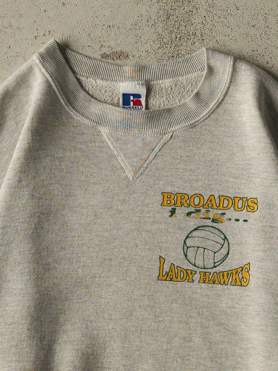 Vintage 90s Grey Russell Athletic Broadus Lady Hawks Crewneck (M/L)