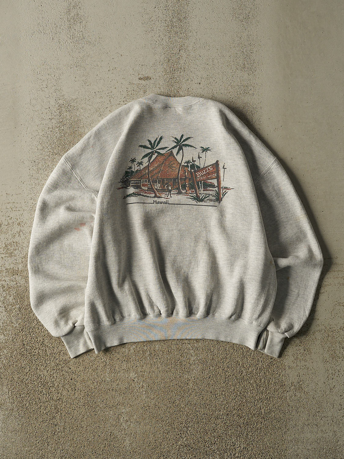 Vintage 90s Grey Buzz's Steakhouse Hawaii Crewneck (S/M)