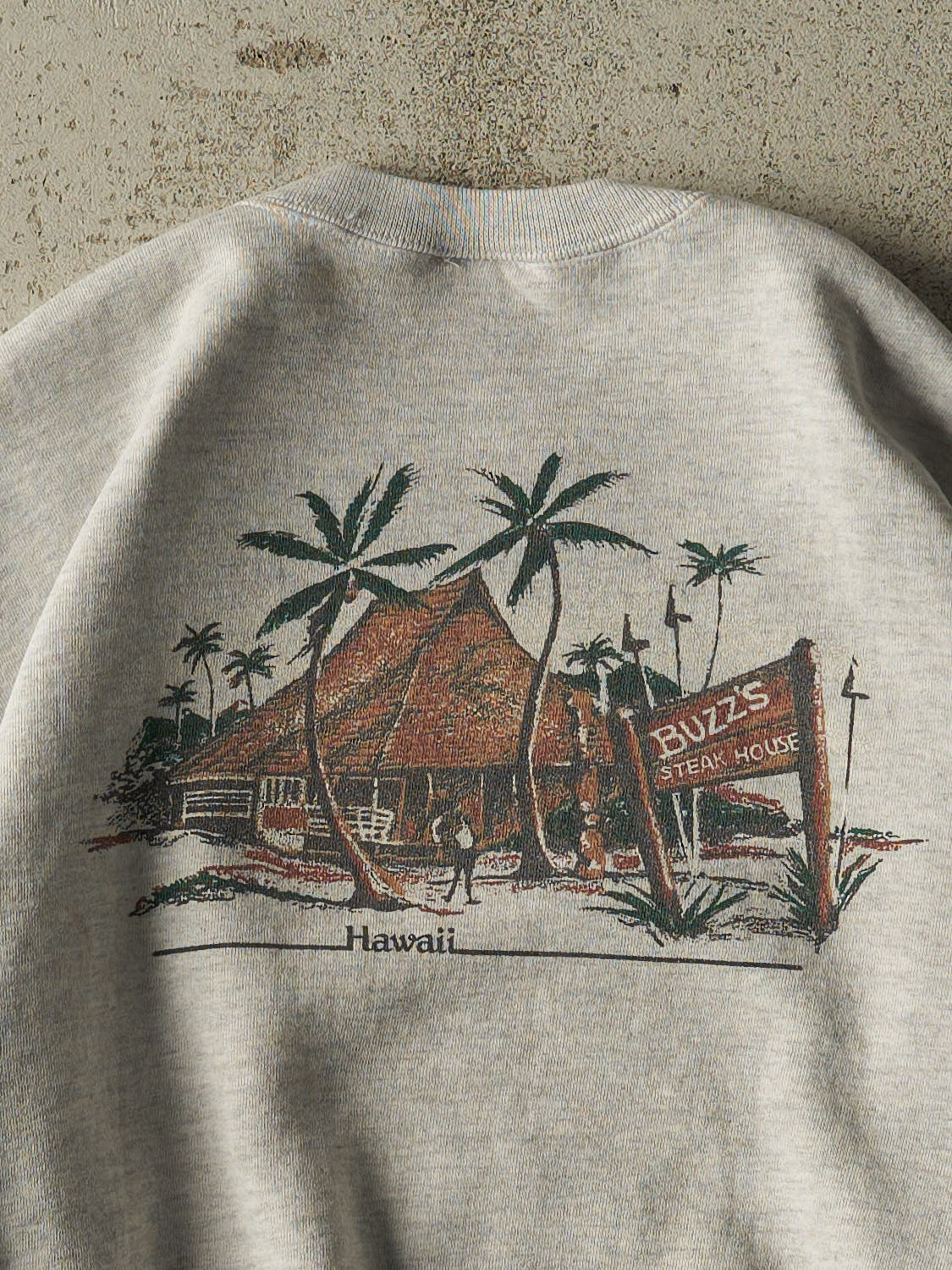 Vintage 90s Grey Buzz's Steakhouse Hawaii Crewneck (S/M)